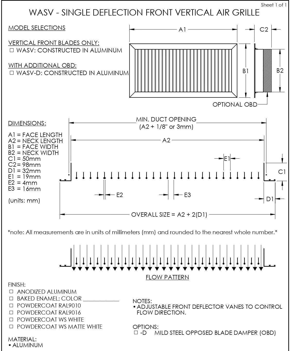 6x12 Single Deflection Aluminum Air Grille (Vertical Blades HVAC Air –  Linear Air Diffusers
