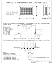 Load image into Gallery viewer, 4x10&quot; Galvanized Wire Air Grille with Aluminum Frame submittal
